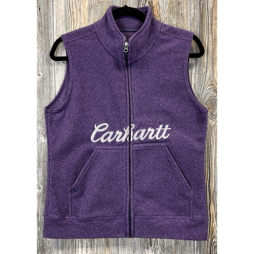 Carhartt For Women Fleece Vest Small 4/6 Full Zip Purple Pockets Cozy Casual